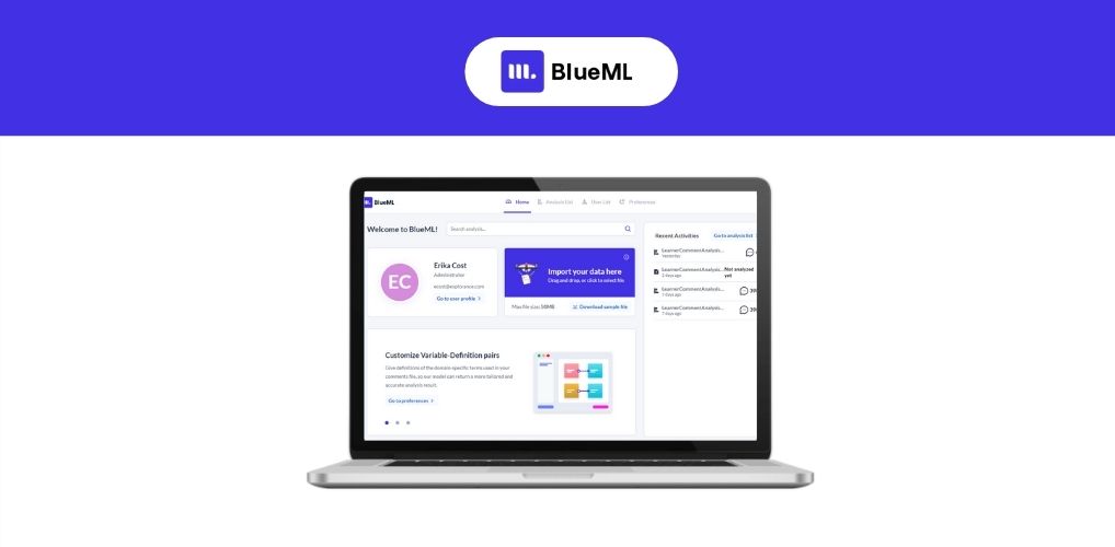 A screenshot of the latest version of BlueML, Explorance's HR-trained comment analysis solution